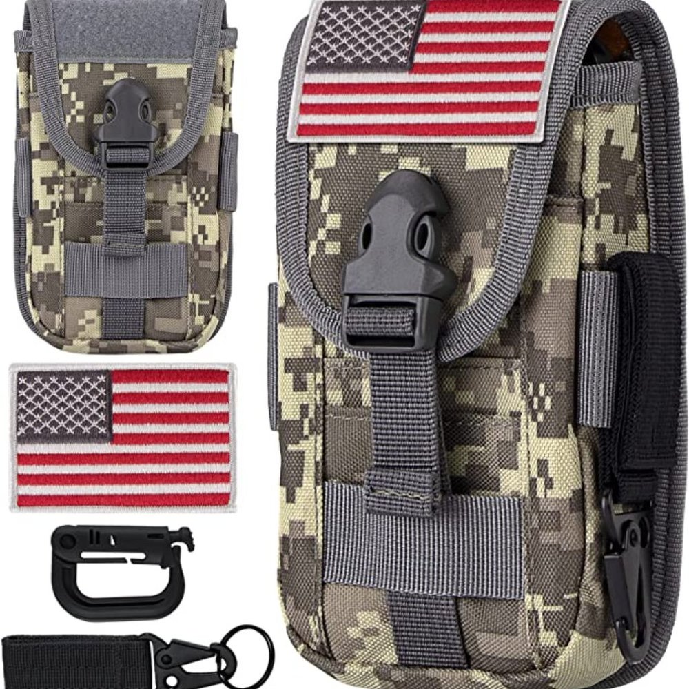 Tactical Cell Phone Holster Pouch with US Flag Patch